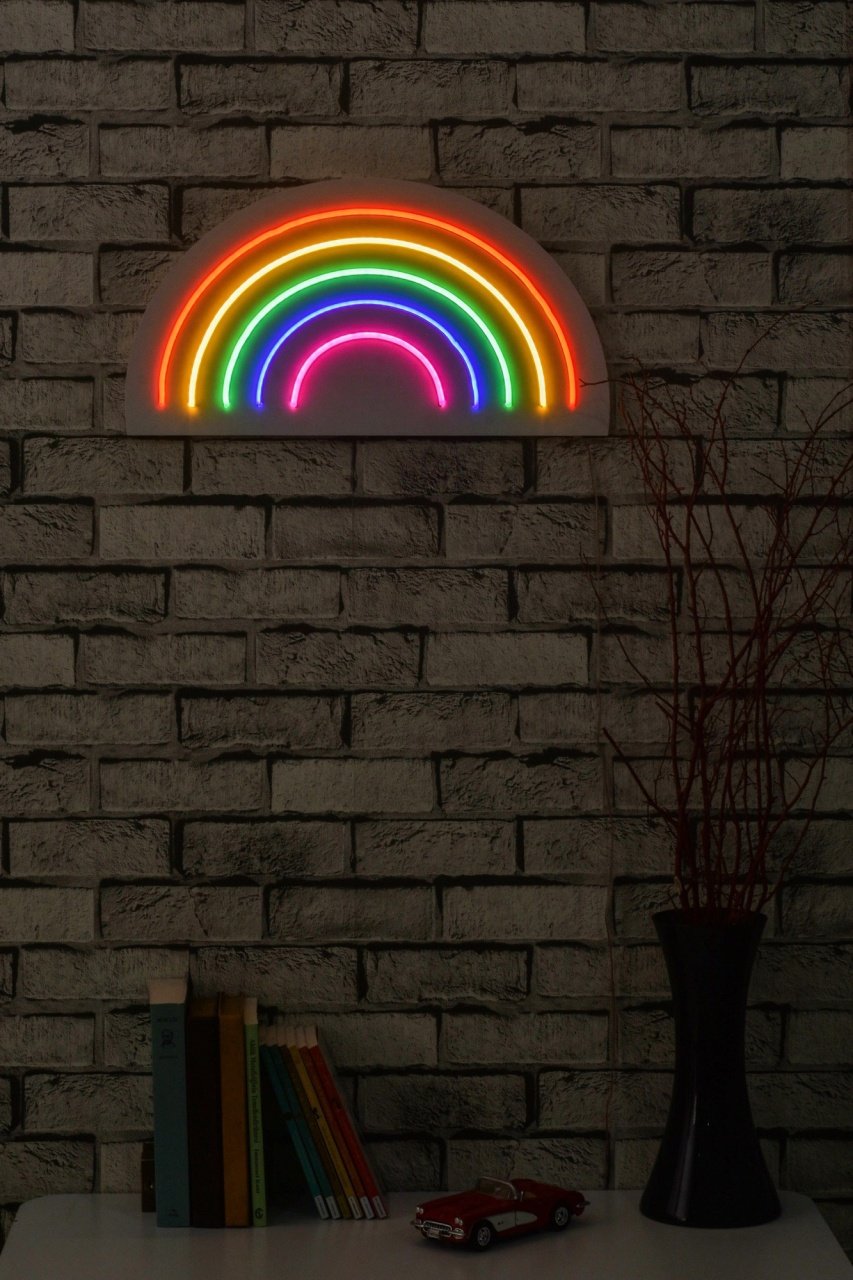 Decoratiune luminoasa LED de perete Rainbow Multicolor 50x26x2 cm - 3 | YEO