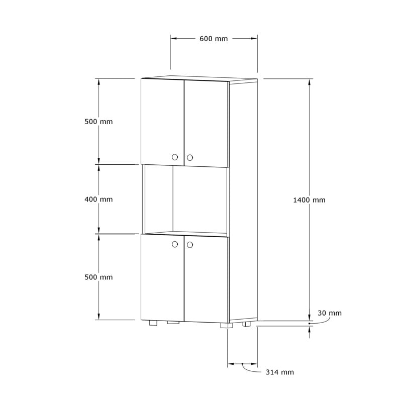 Dulap bucatarie Guzel Pako World Alb 60x31.4x140 cm