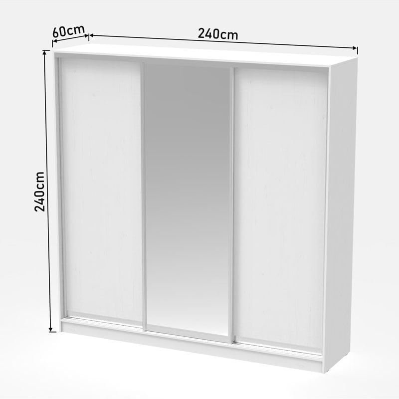 Dulap dormitor cu 2 usi glisante cu oglinda Aparador Pako World Sonoma 240x60x240 cm