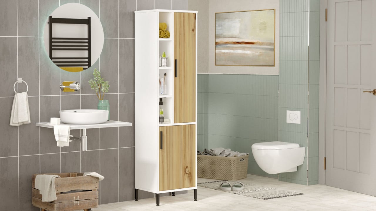 Dulap Pentru Baie VI2-WK Walnut-Alb - 2 | YEO