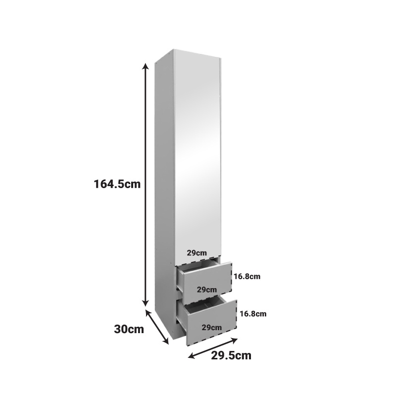 Dulap soldat cu oglinda Lostro Alb 29.5x30x164.5 cm