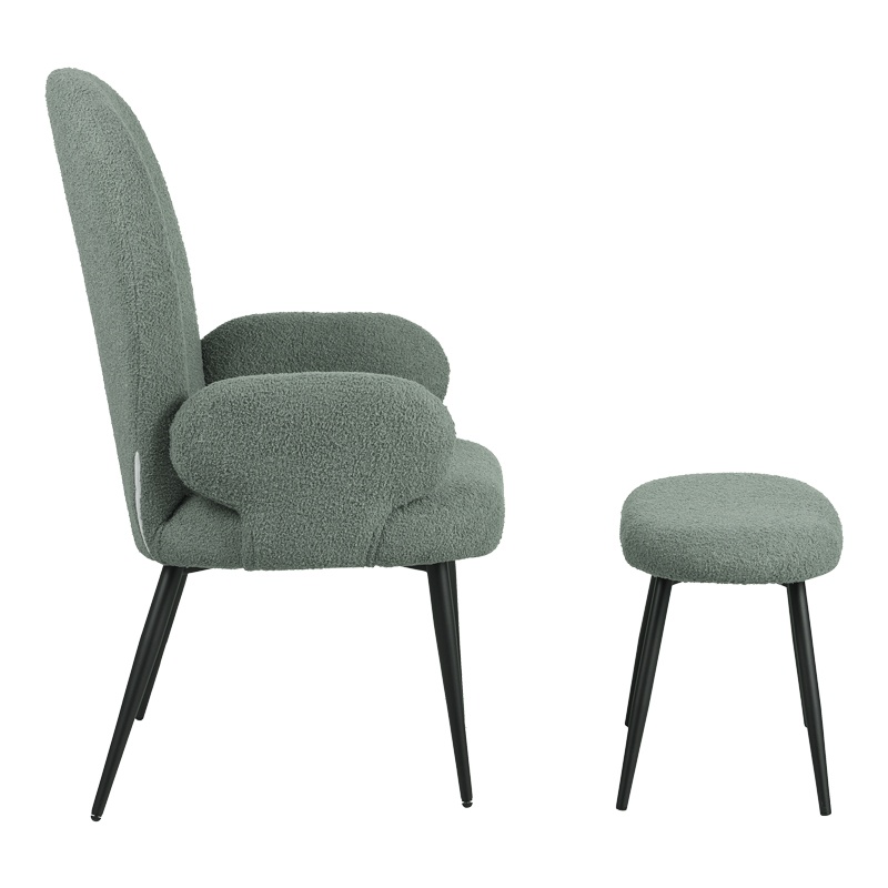 Fotoliu cu taburet Qarar, Pako World, Verde, 67x67x106 cm - 3 | YEO