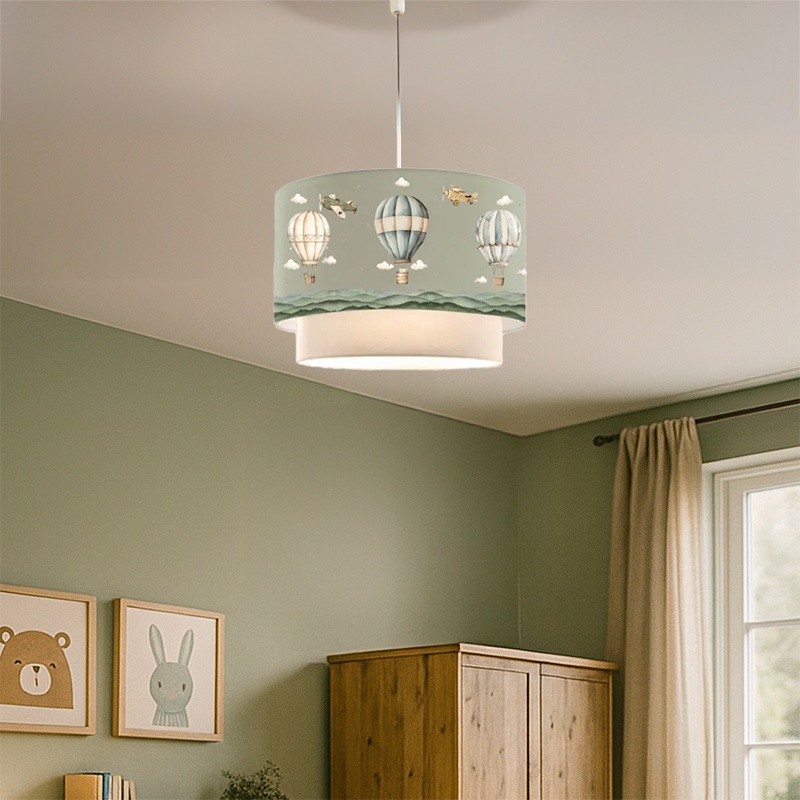 Lampa pentru copii Balon, Pako World, Verde-Crem, 30x30x20 cm