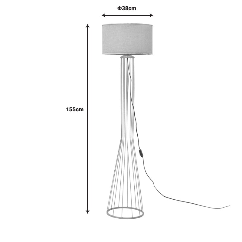 Lampadar Firdo E27 auriu bej 38x38x155 cm