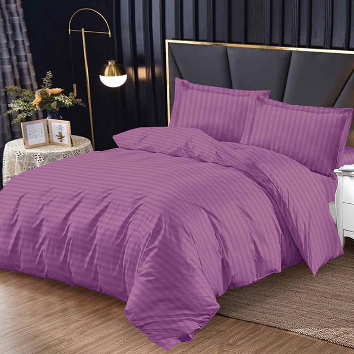 Lenjerie Damasc cu elastic 180x200 Bright V5 Purple (Finet)
