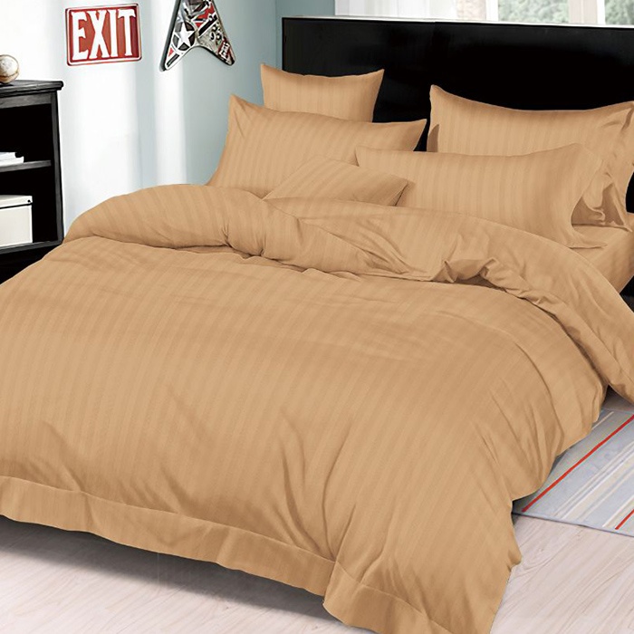 Lenjerie Damasc cu elastic 180x200 Premium Bej (Finet)