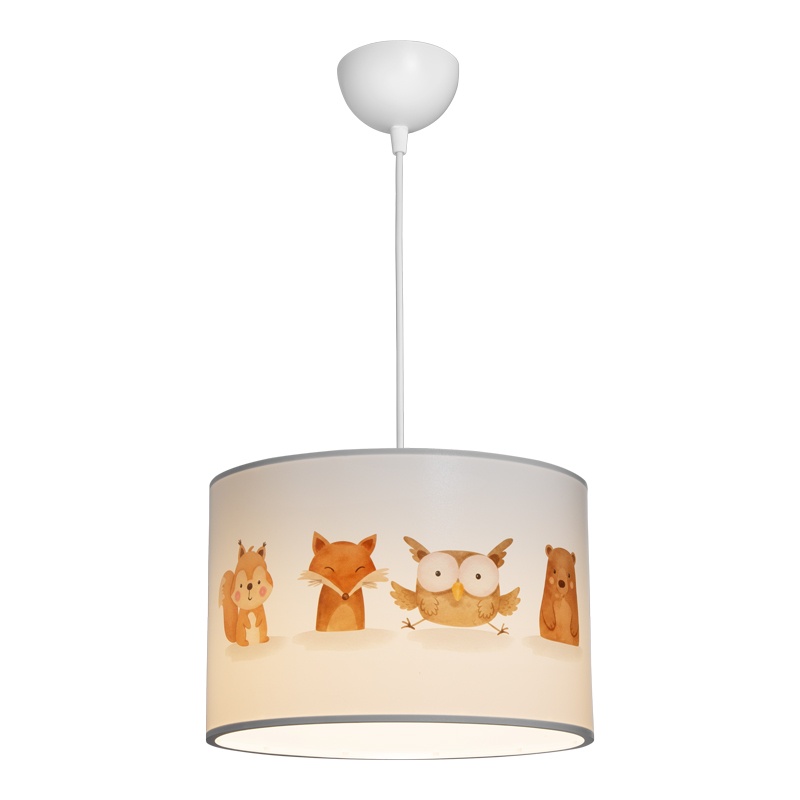 Lustra copii cu animale, Wooda, Pako, Alb 30x30x20 cm - 3