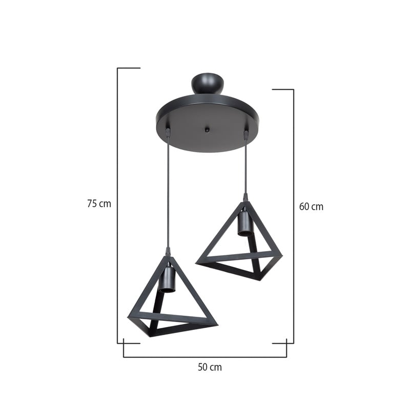 Lustra cu doua lumini Kecha plastic PP neagra 50x50x22+ cm