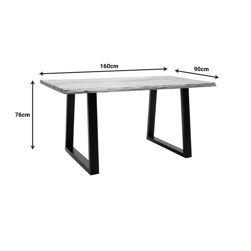Masa Boho Miles Slim, Pako World, Lemn de salcam, Grosime 3.7 cm, Natural, 160x90x76 cm