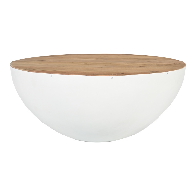 Masa de cafea Boho Coffelty, Pako World, Alb, 90x90x40 cm
