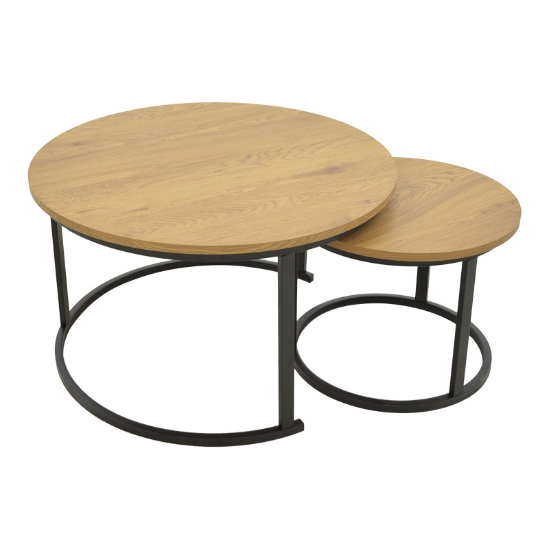 Masa de cafea Revelon, Pako World, MDF, 2 piese, Nuc, 80x80x45 cm - 1 | YEO