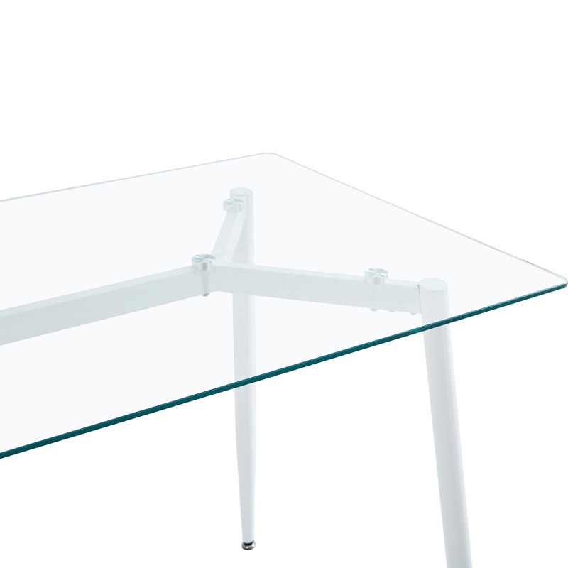 Masa dining Quana, Pako World, Sticla, Picioare albe, 120x70x75 cm - 3 | YEO