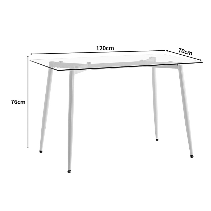 Masa dining Quana, Pako World, Sticla, Picioare albe, 120x70x75 cm
