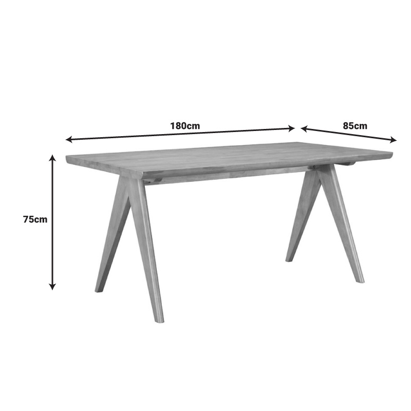 Masa Winslow din lemn de cauciuc culoare nuc deschis 180x85x75 cm - 3 | YEO