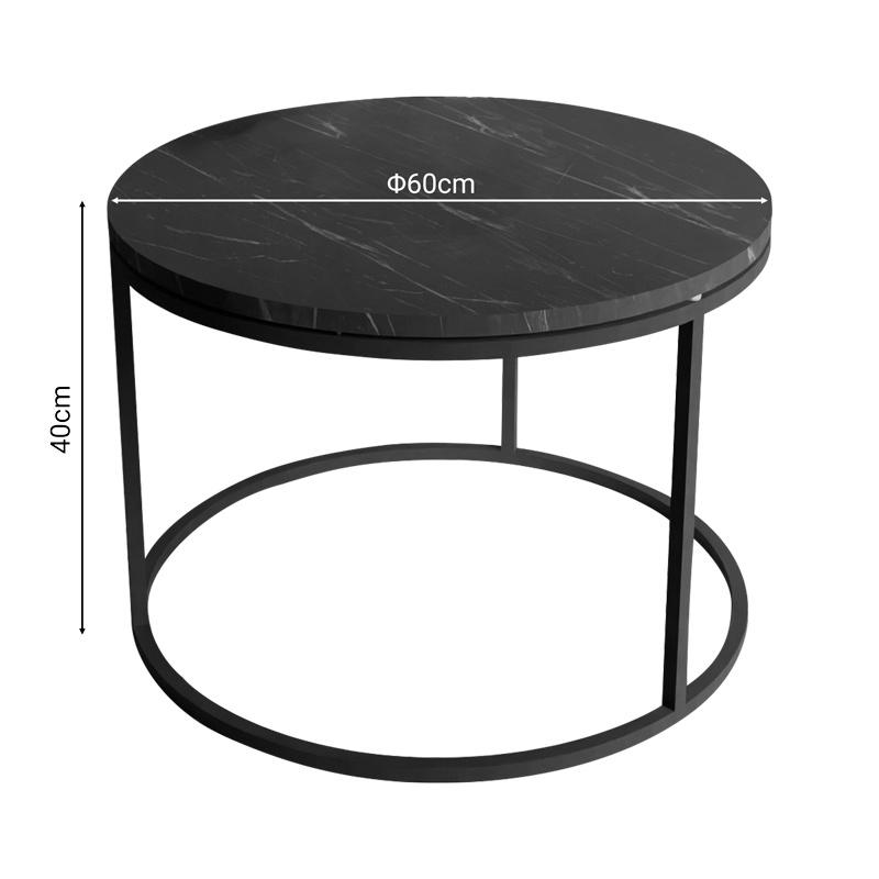 Masuta de cafea Drion marmura neagra melamina metal negru 60x60x40 cm - 2 | YEO