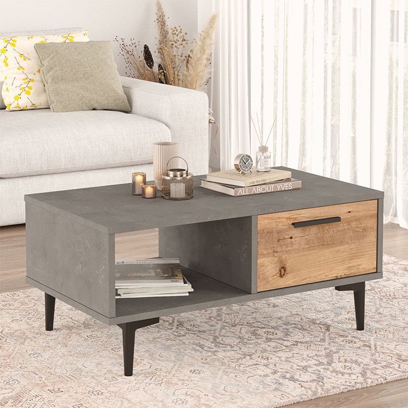 Masuta de cafea Jethro ciment - sonoma culoare 90x51x40.6cm - 2 | YEO