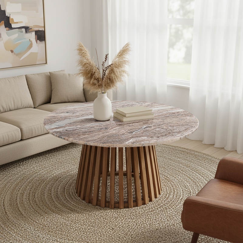 Masuta de cafea Mable boho Maro 100x100x45 cm
