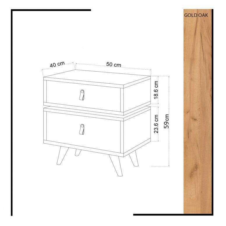 Noptiera Leija Oak-Alb - 3 | YEO