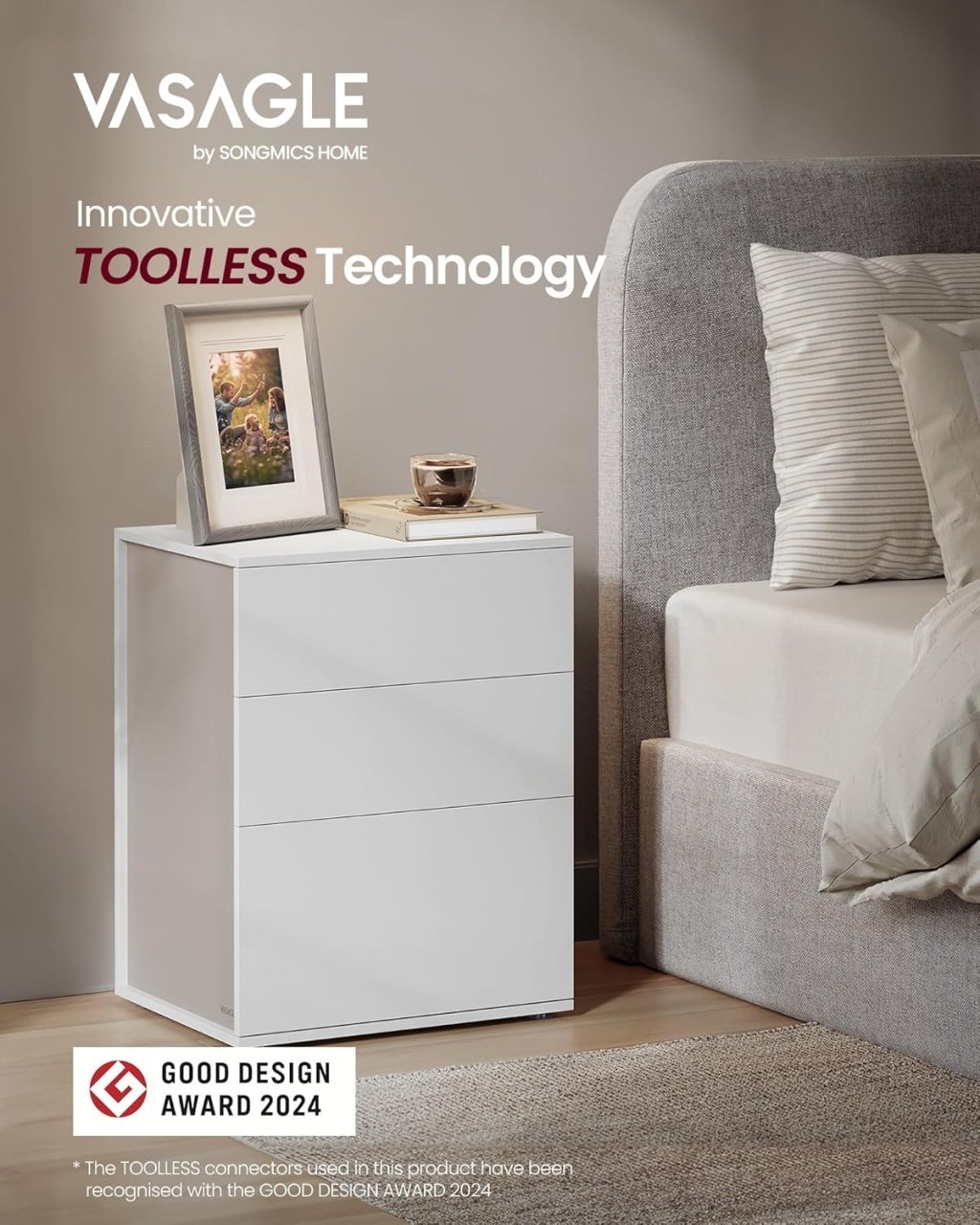 Noptiera Vasagle Alb 45x35x58.7 cm - 2 | YEO