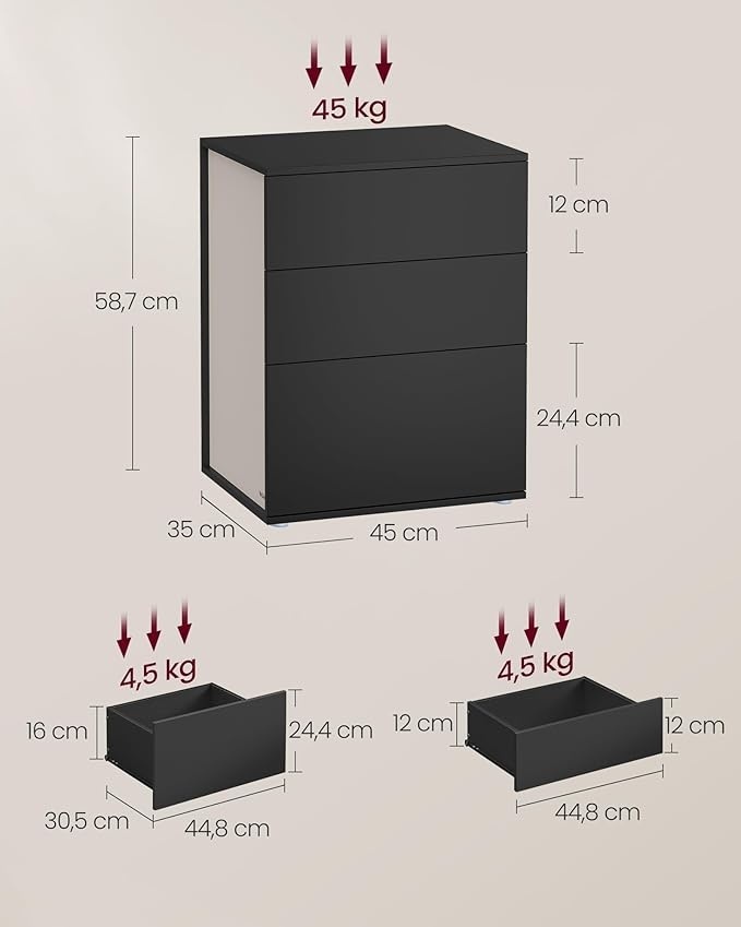 Noptiera Vasagle Gri inchis 45x35x58.7 cm - 1 | YEO