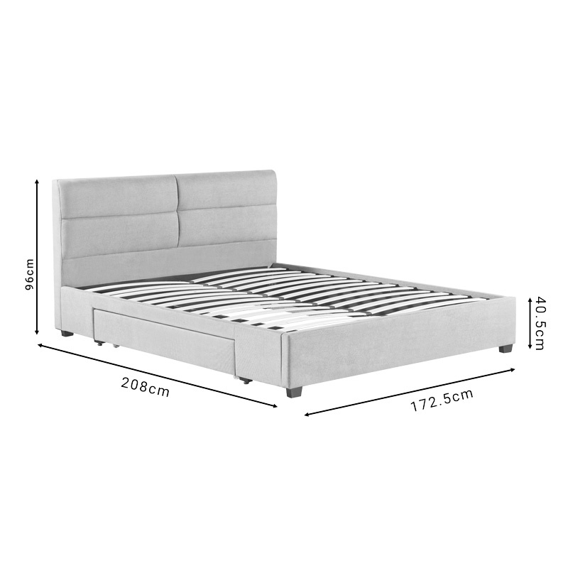 Pat dublu cu sertar depozitare Anay Pako World Gri 160x200x30 cm