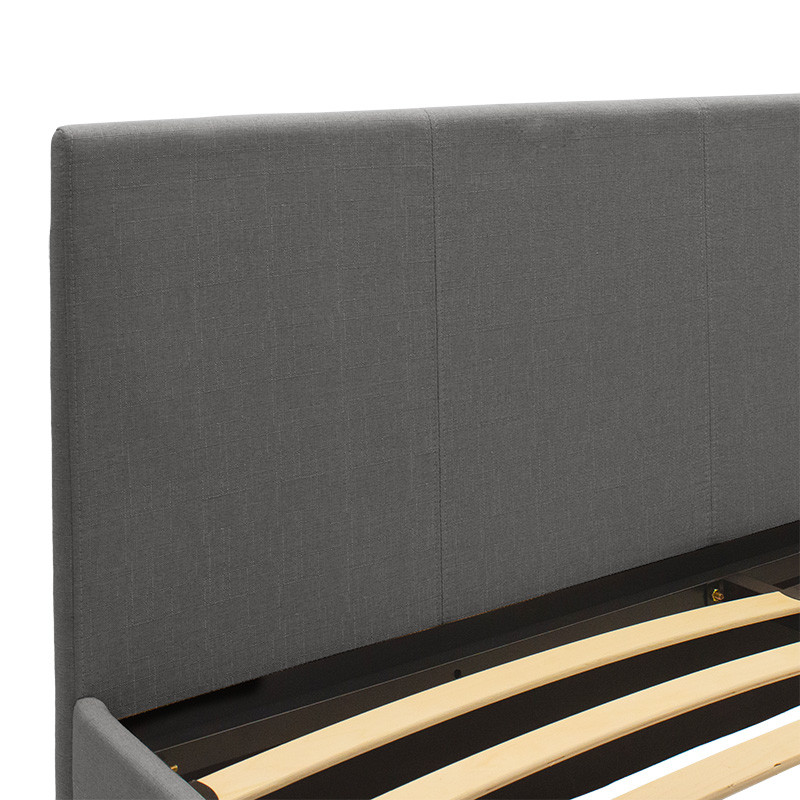 Pat dublu cu somiera rabatabila tapiterie textila Norse cu spatiu de depozitare gri inchis mat 160x200cm