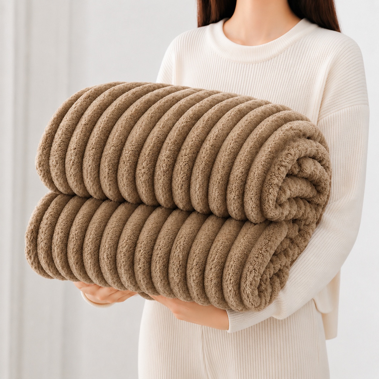 Patura Cocolino Groasa Stripe V13 Dark Beige 200x230 cm
