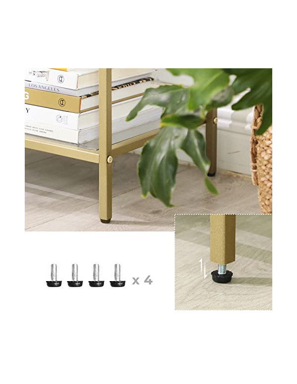 Raft cu 4 niveluri, Vasagle, Sticla securizata, LGT28G, Auriu, 30 x 40 x 95 cm