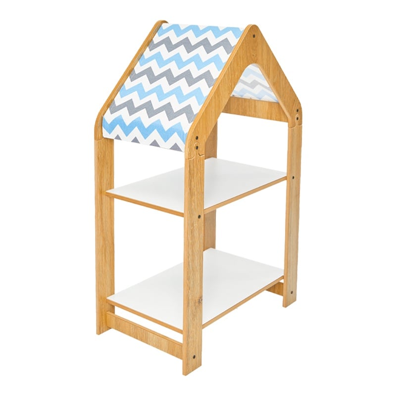 Raft Montessori Zoilen natural alb albastru mdf 57x34x70 cm