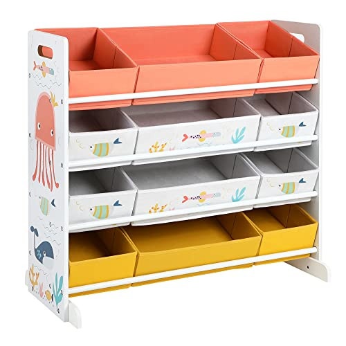 Raft organizare jucarii copii, Songmics, Alb-Portocaliu, 83.0x38.0x78.0 cm - 1 | YEO