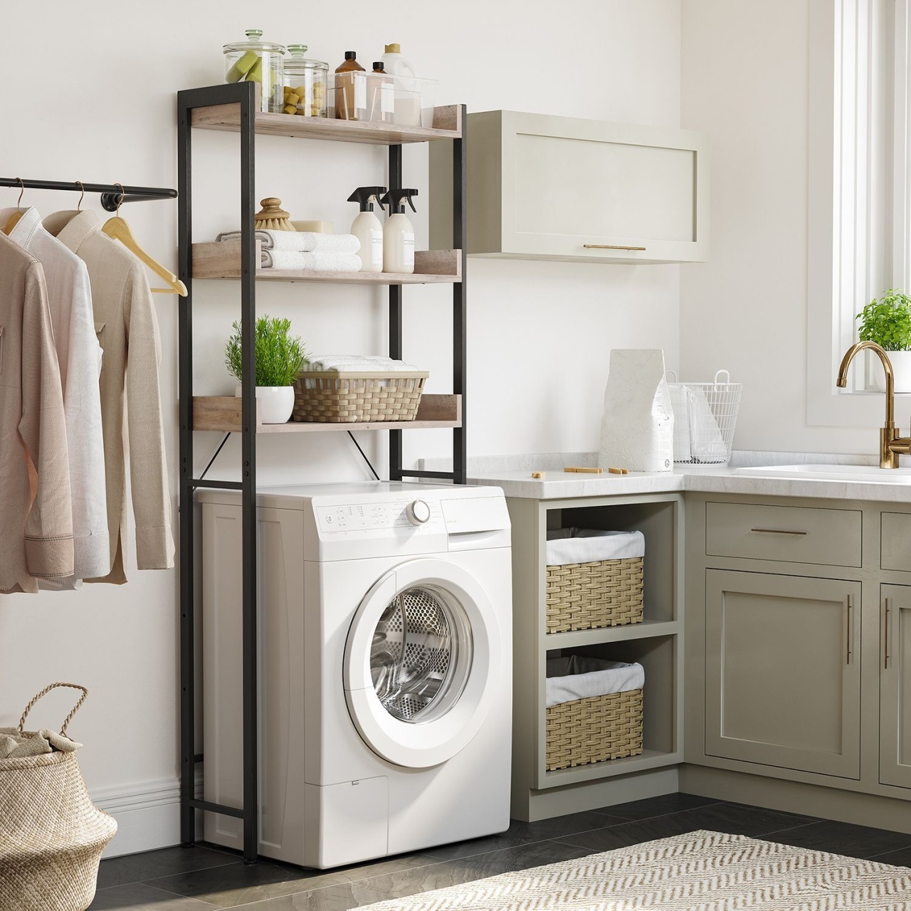 Raft pentru baie, Vasagle, BTS002B02, 63 x 25 x 165 cm