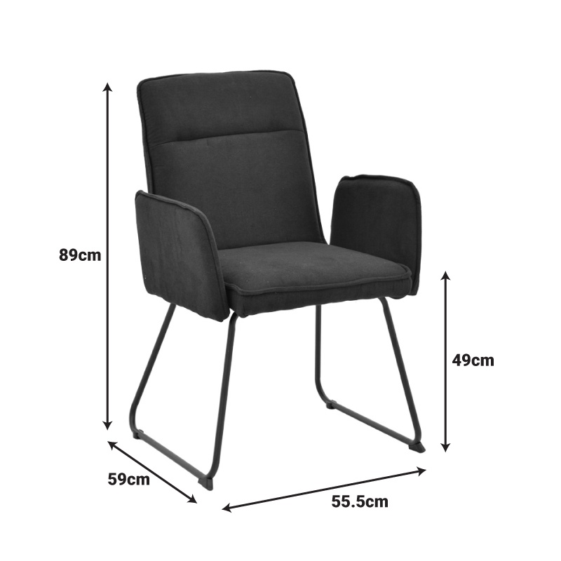Scaun cu brate Essential Negru 55.5x59x89 cm