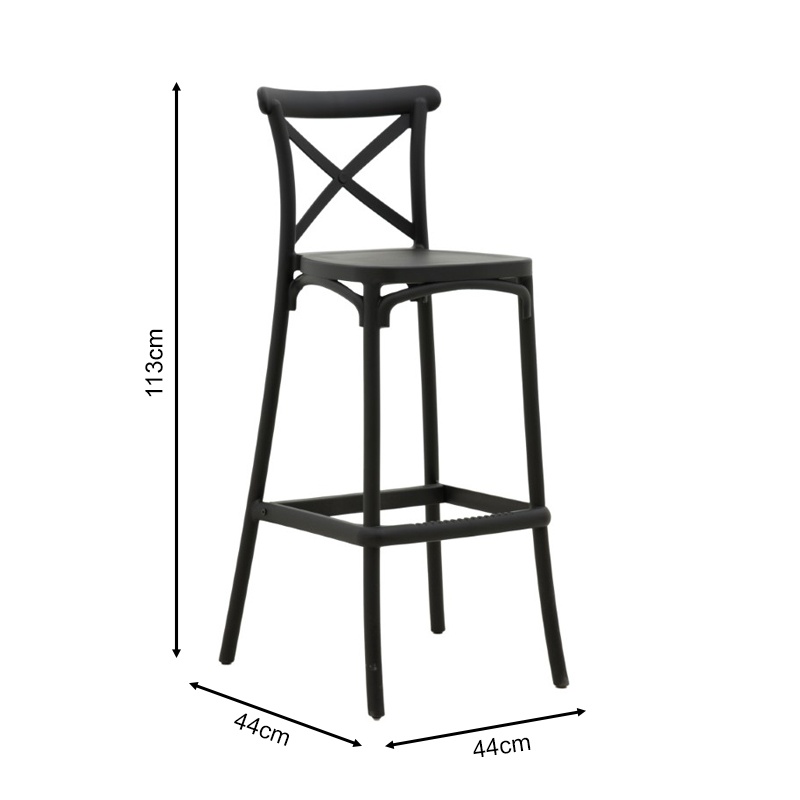 Scaun de bar de grădină Crossie Negru 44x44x113 cm