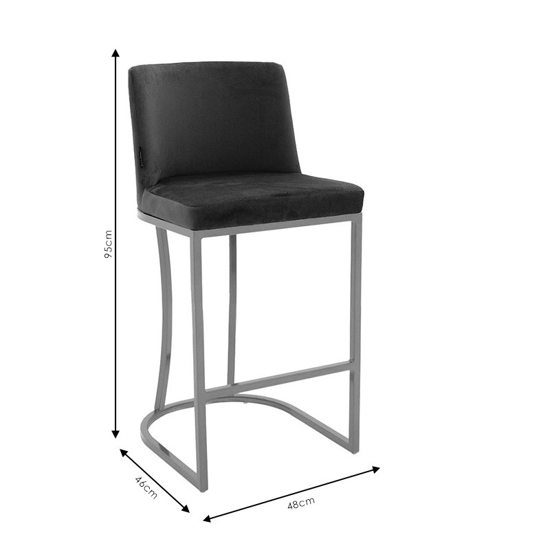 Scaun de bar inaltime medie Impartial picioare din metal auriu - negru catifea