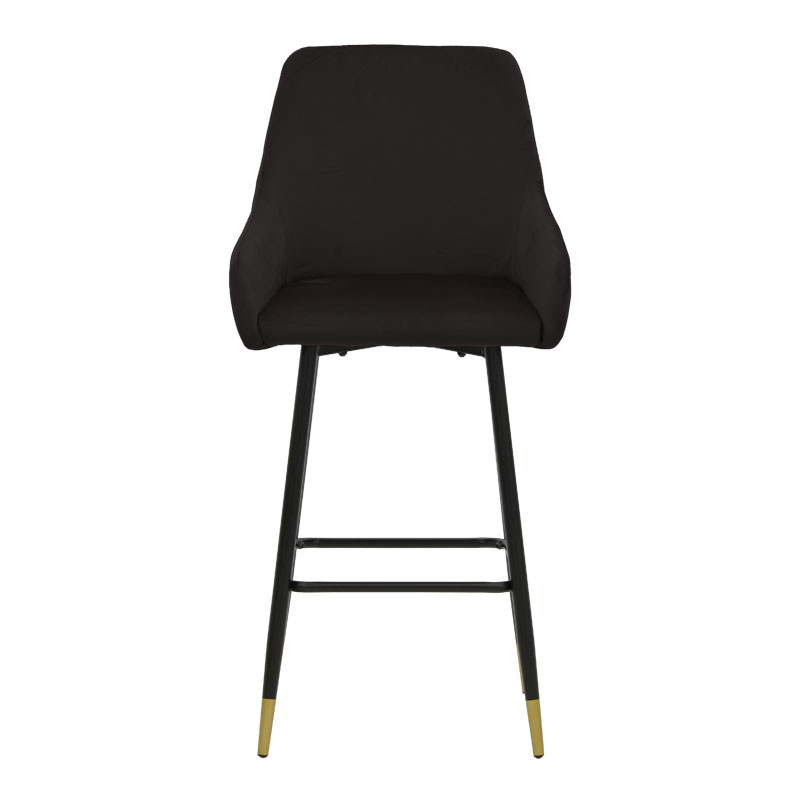 Scaun de bar Lithe picioare metalice aurii - catifea negru 47x44x98cm - 3 | YEO