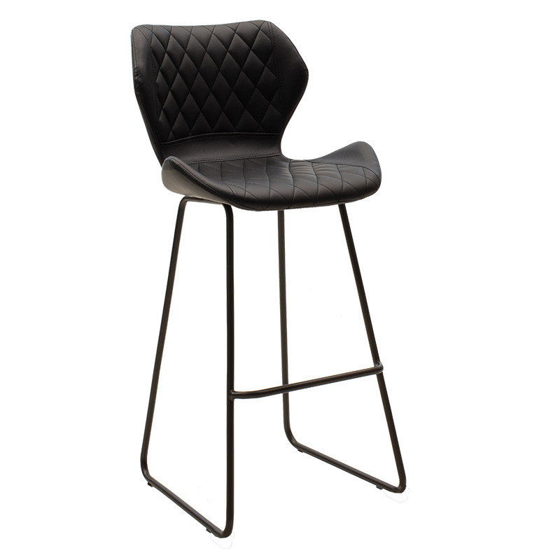 Scaun de bar Theo metal negru cu piele ecologica de culoare neagra