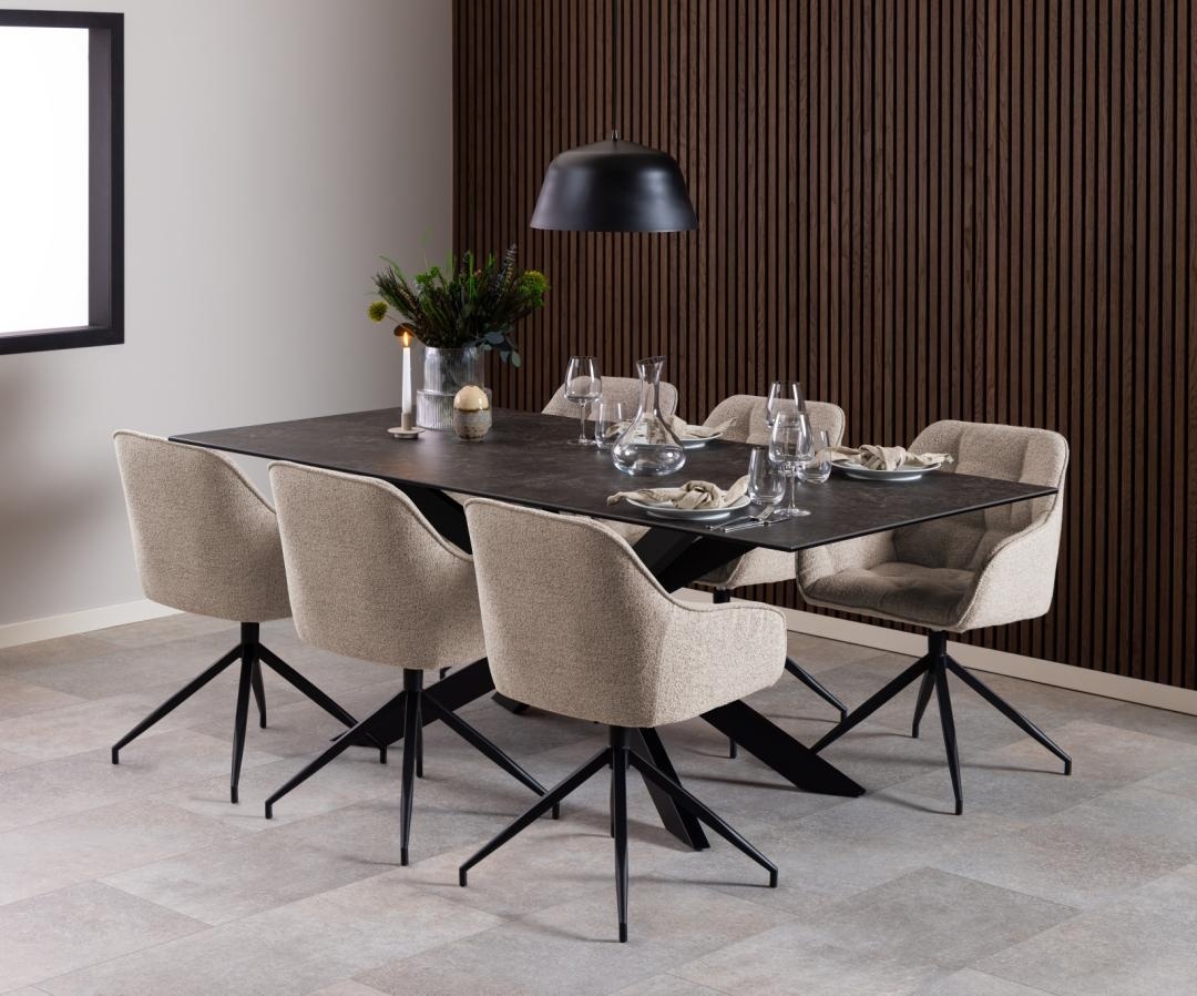 Scaun dining Brooke, Bej, 82x57x54.5 cm - Imagine 2