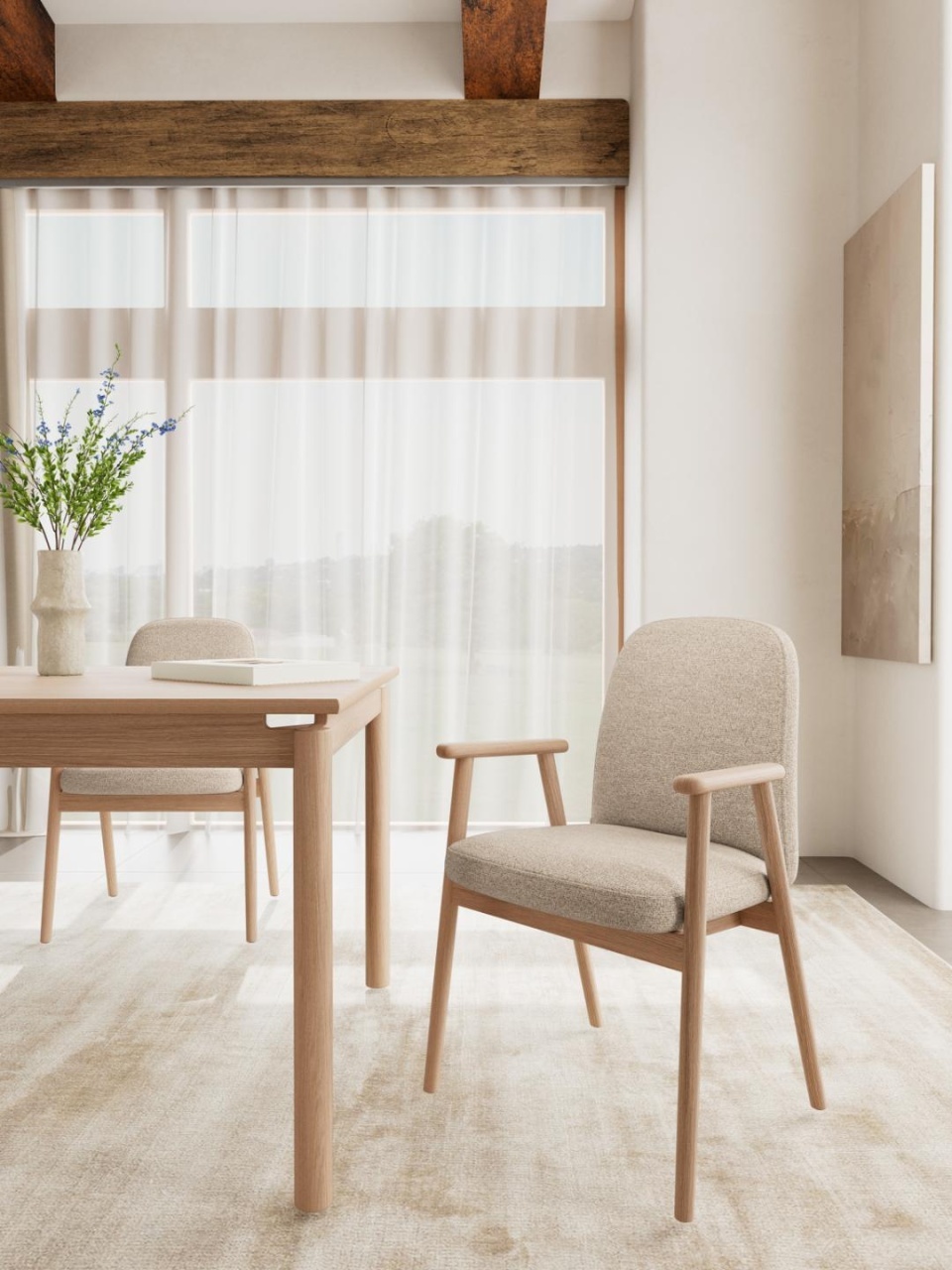 Scaun dining Calvin, Bej, 88x55x60 cm - Imagine 1