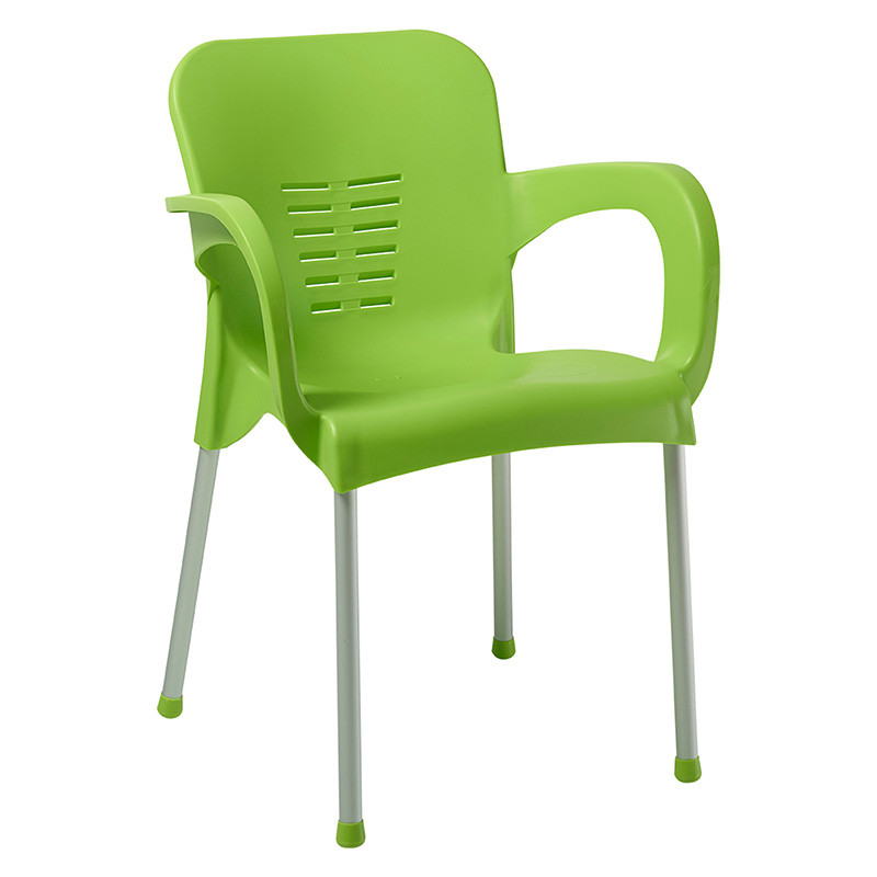 Scaun exterior Feast plastic culoare verde- picior de aluminiu