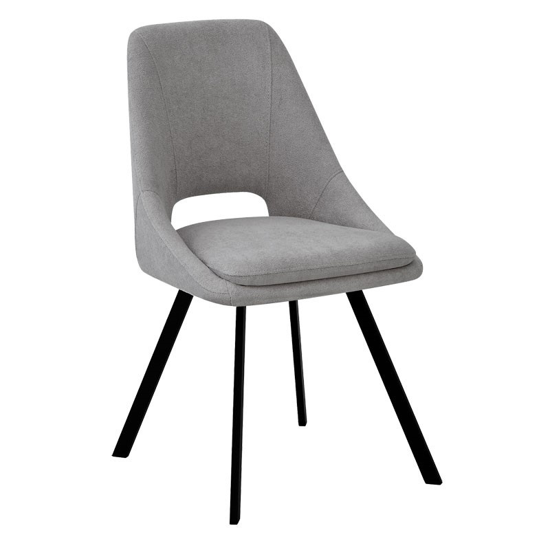 Scaun Initiate material teddy gri-negru picior metalic 48x57x85 cm