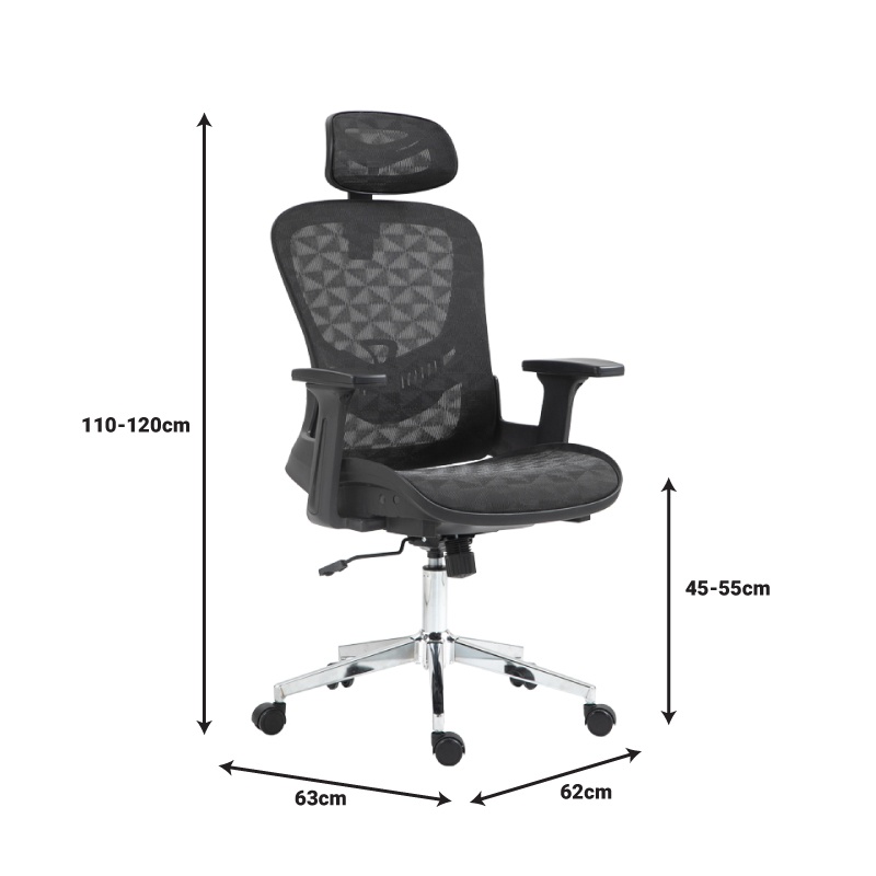Scaun manager Mergi plasa neagra 62x63x120 cm