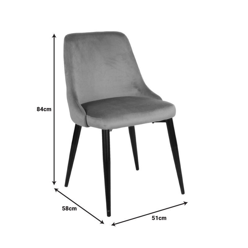 Scaun Zedna, Pako World, Catifea Negru, 51x58x84 cm