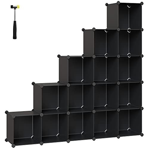 Set 15 cuburi modulare din plastic pentru depozitare, Songmics, Negru, 123x31x123 cm - 1 | YEO