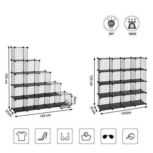 Set 16 cutii de depozitare, Songmics, Negru, 123x31x123 cm - 2 | YEO