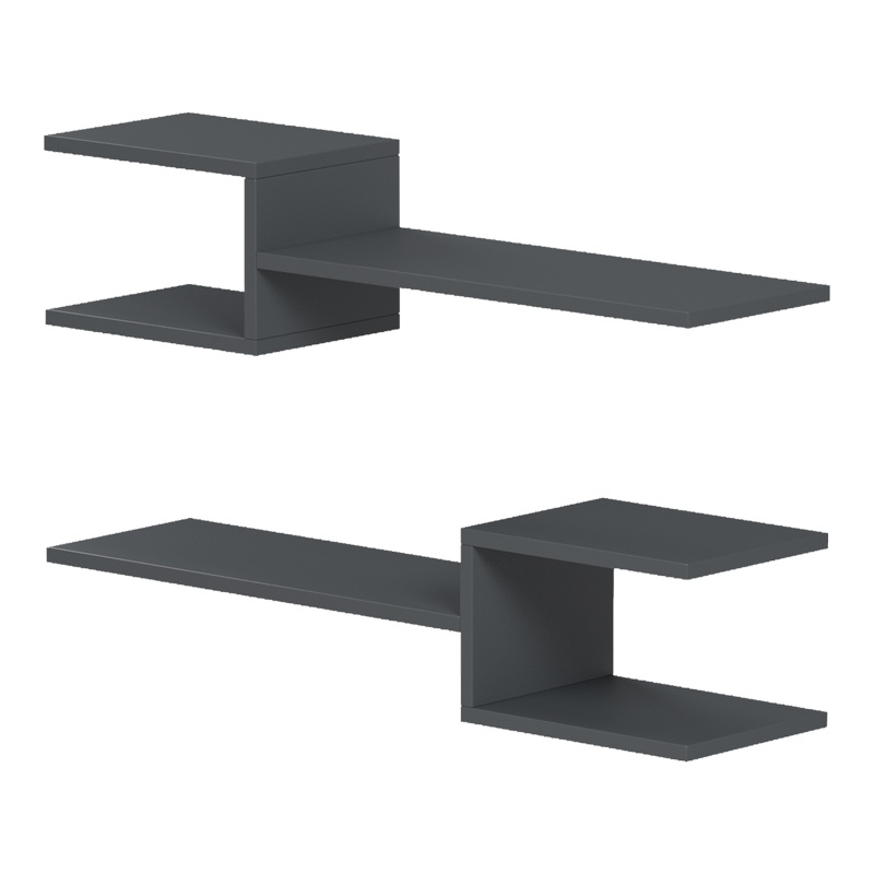 Set 2 bucati Raft de perete, Sumpa, Antracit, 20x65x18 cm