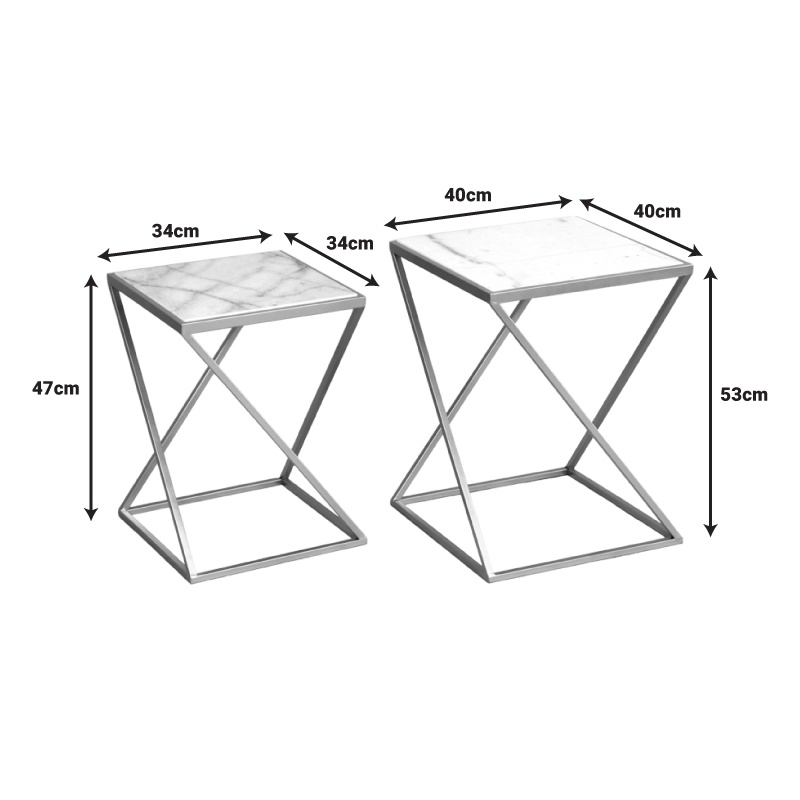 Set 2 masute laterale Zoliene Pako World Auriu 40x40x53 cm