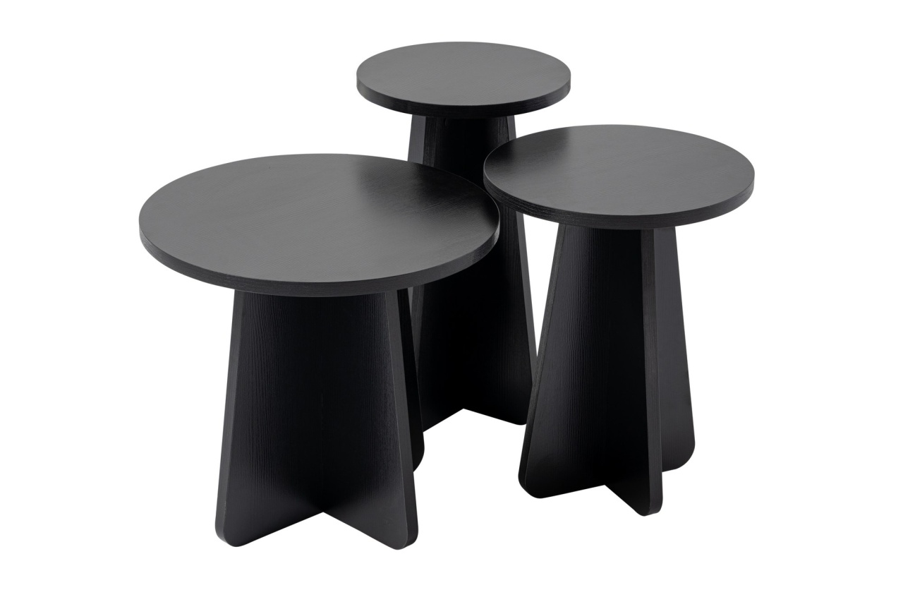 Set 3 masute de cafea Lume Negru - 5 | YEO