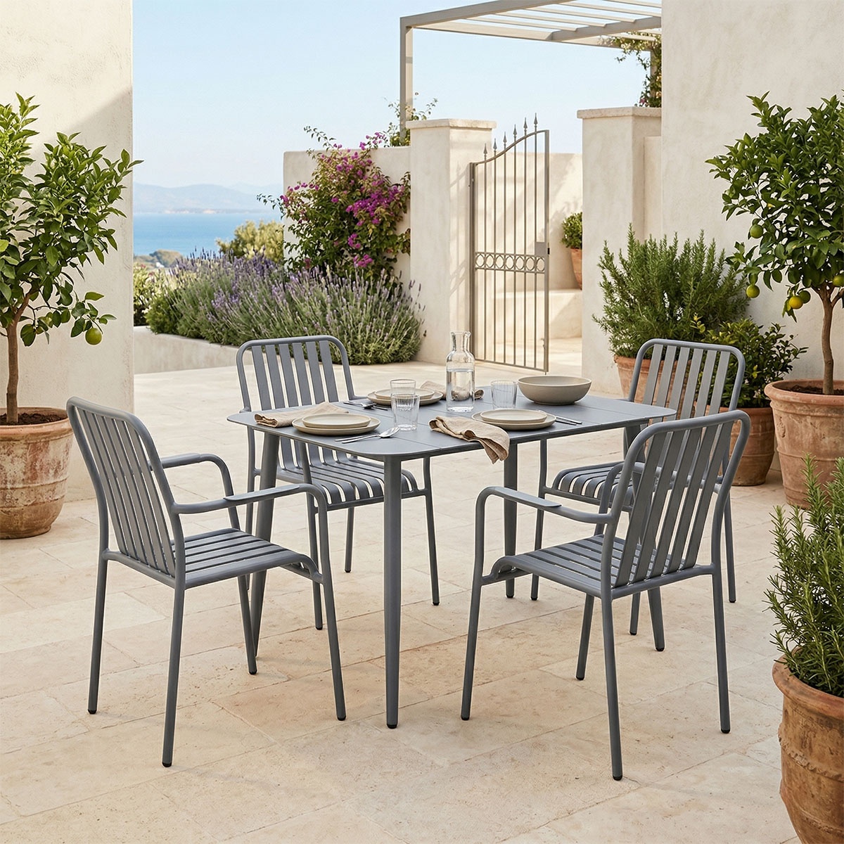 Set 5 bucati masa si scaune gradina Heven Vista Antracit 70x120x72 cm