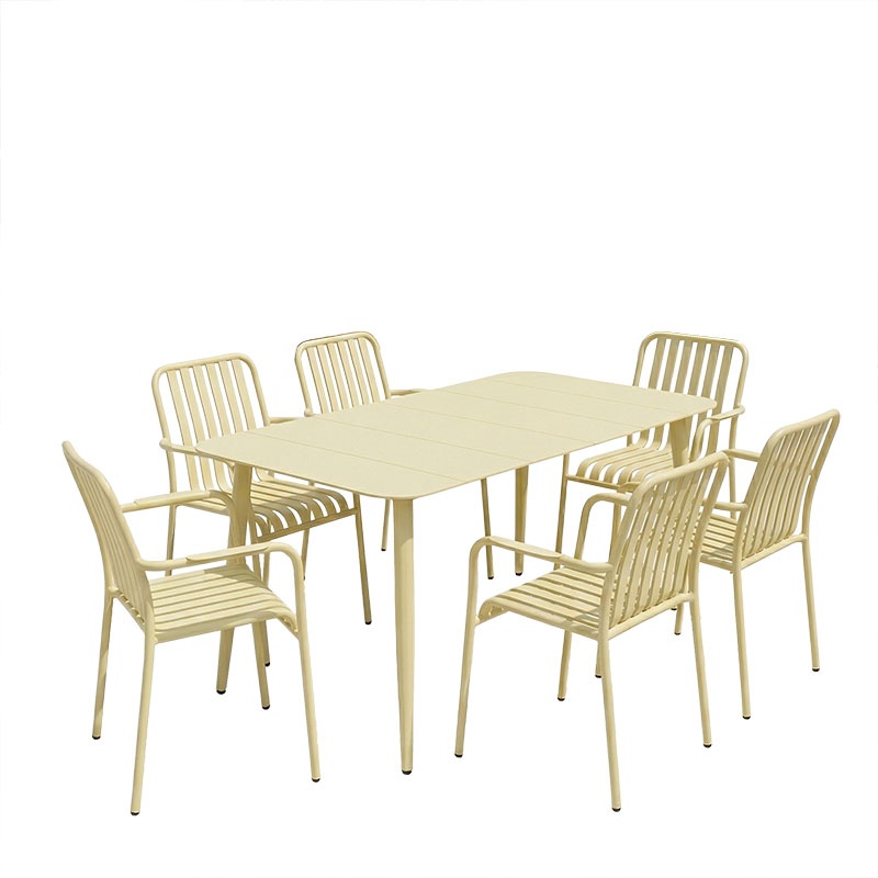 Set 7 masa si scaune gradina, Heven Vista, Champagne, 70x120x72 cm - 2