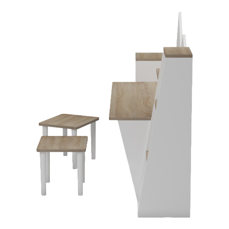 Set birou de copii cu 2 tabureti, 3 buc, Dualto, Pako, Alb 180x30x93.6 cm - 5